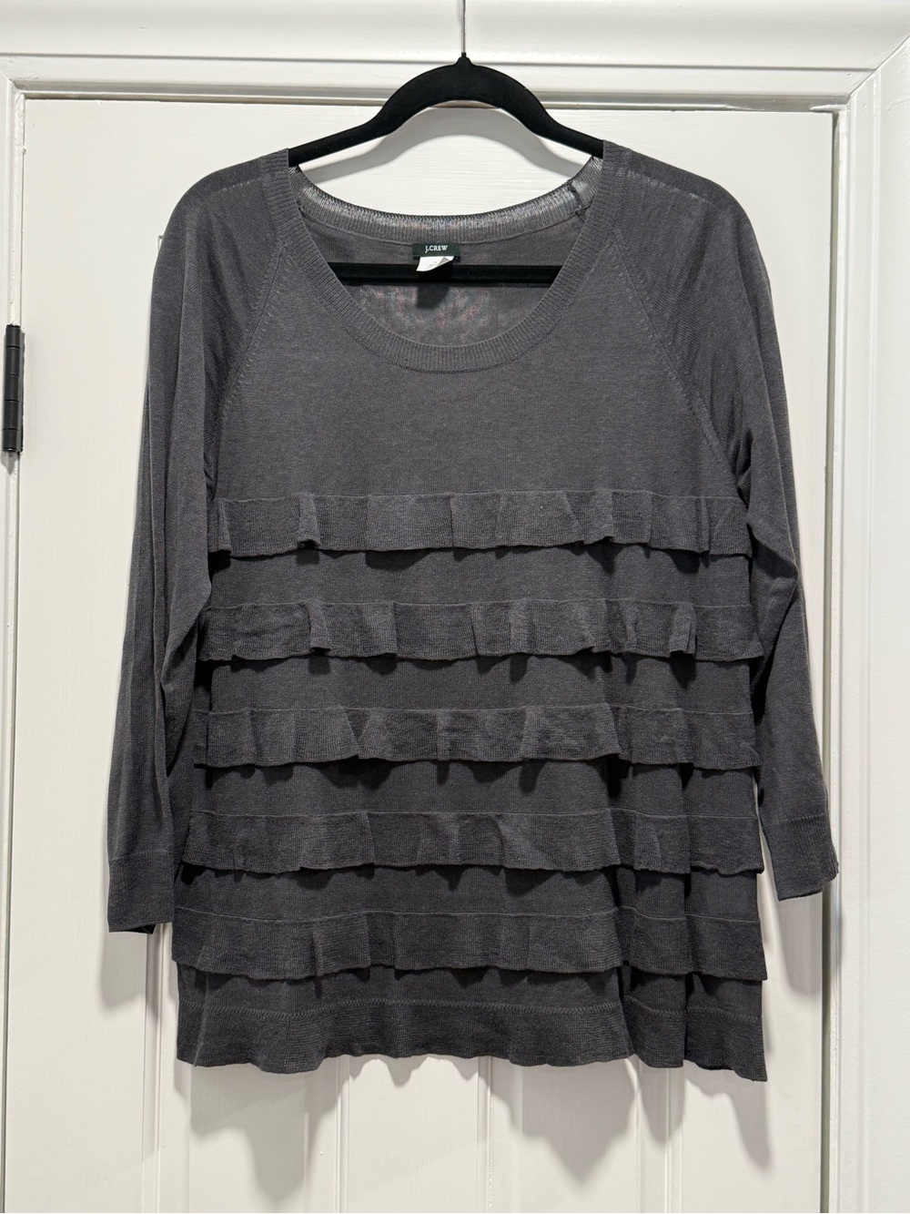 J. Crew Gray Ruffled Sweater - Large - NWOT